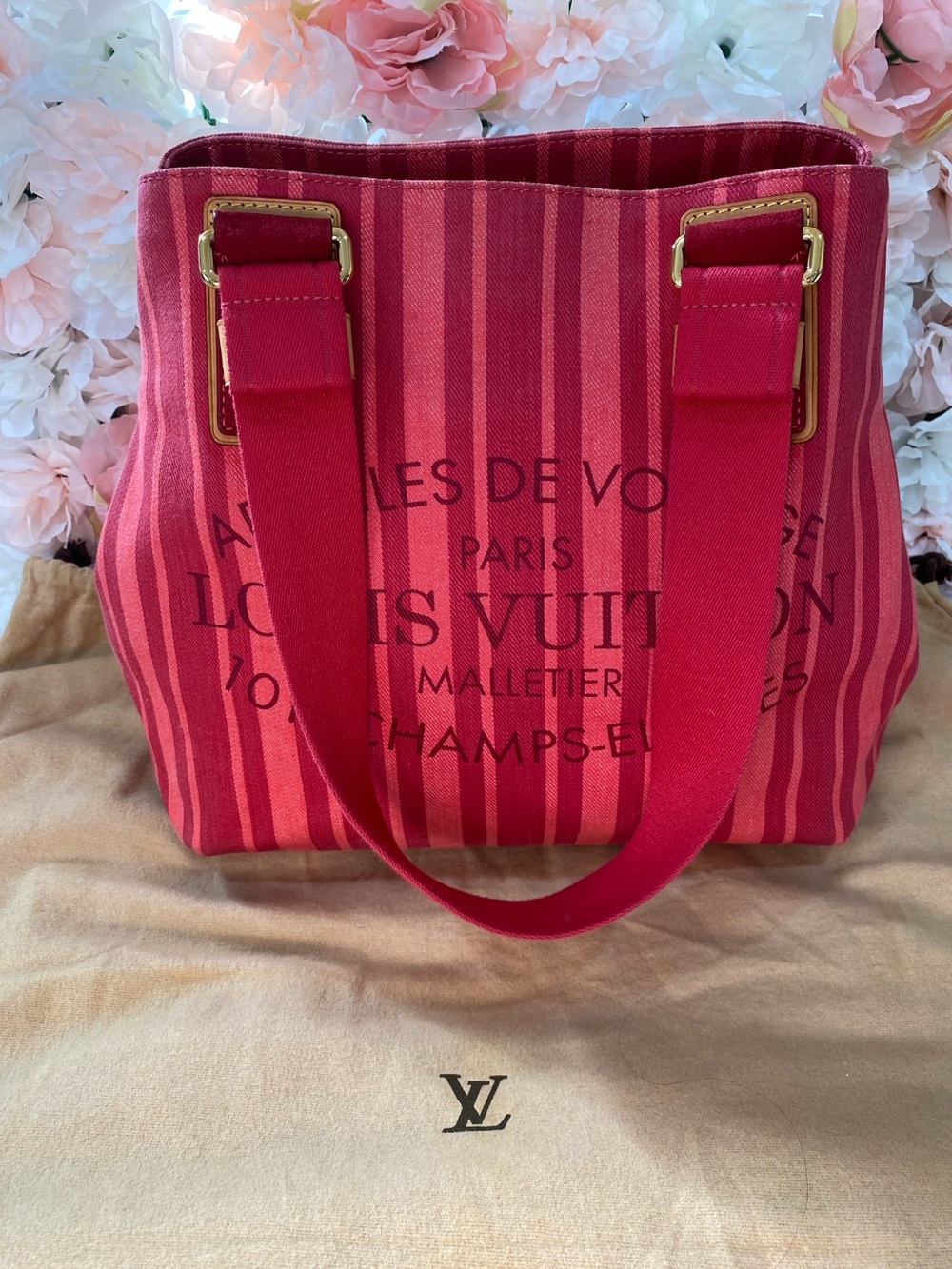 Louis Vuitton Rouge Grenadine Plein Soleil Cabas PM Tote Bag